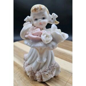 Royal Sealy  Made In‎ Japan Girl Figurine With Flowers & Pigtails